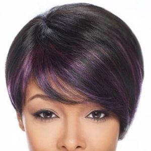 100% Human Hair Cap Weave/Wig Black & Purple